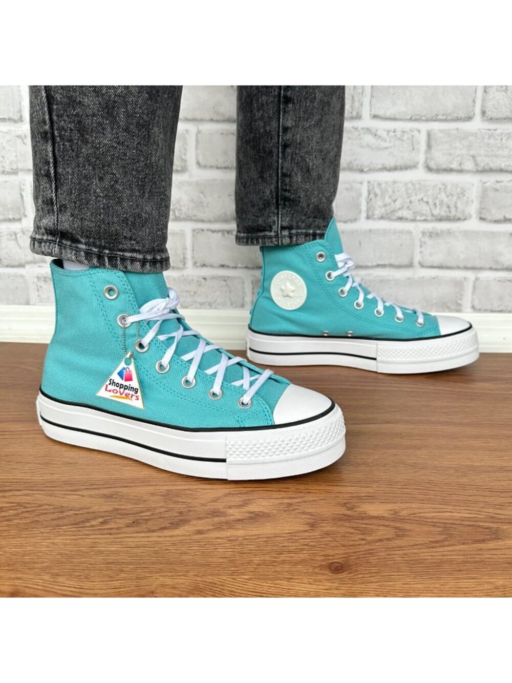 ⭐Converse Chuck Taylor All Star Lift Platform Charms 8 Womens Shoes Teal A06492C